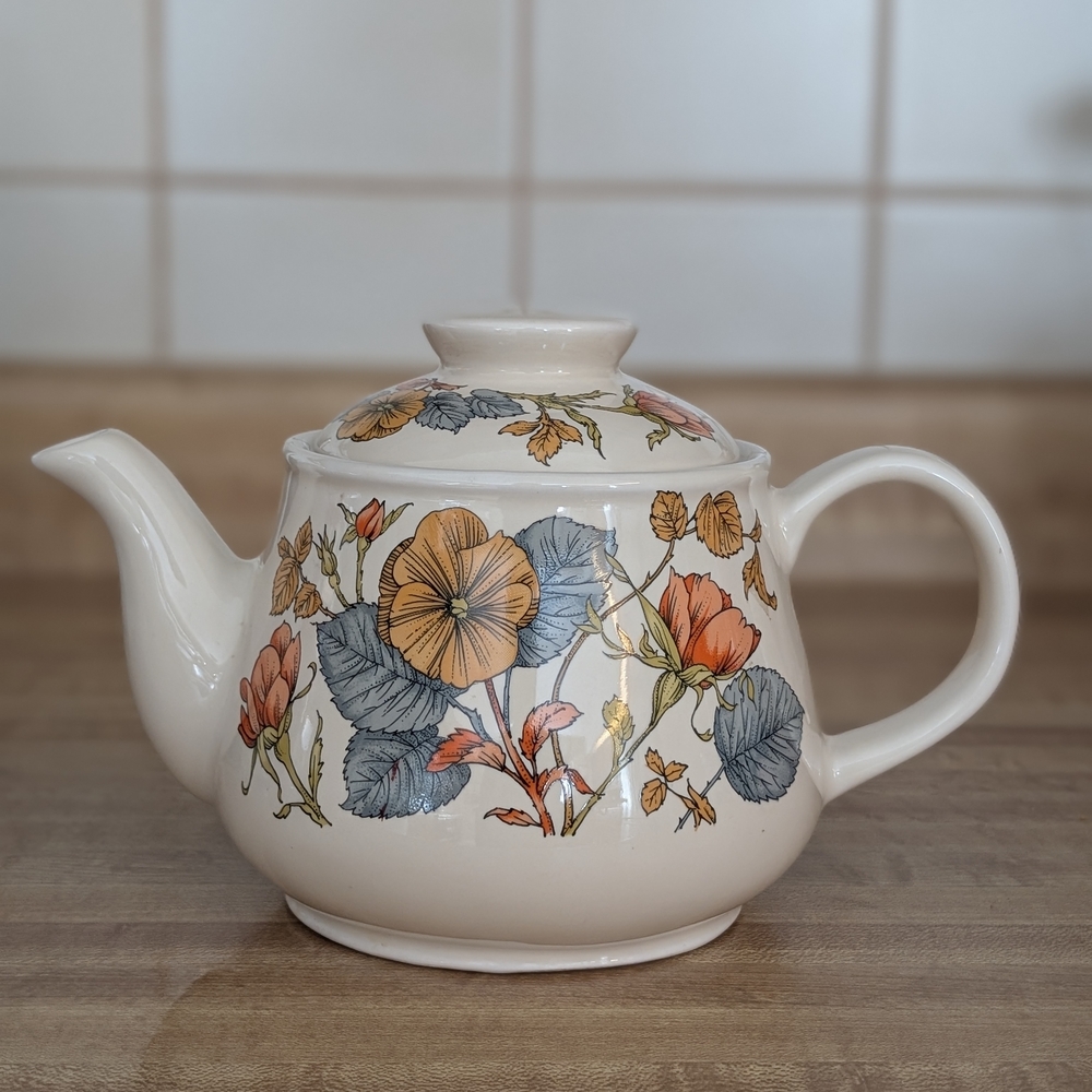 Floral Ceramic Teapot with Multicolor Design